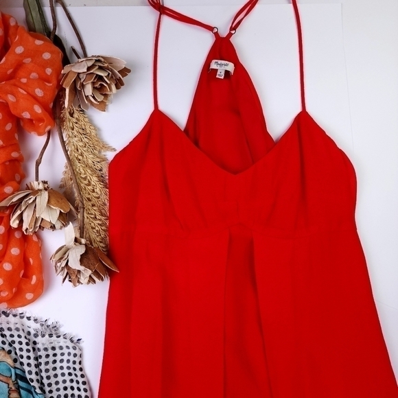 Madewell Red Lined Pocketed Maxi Dress Sz 6 - Picture 4 of 11